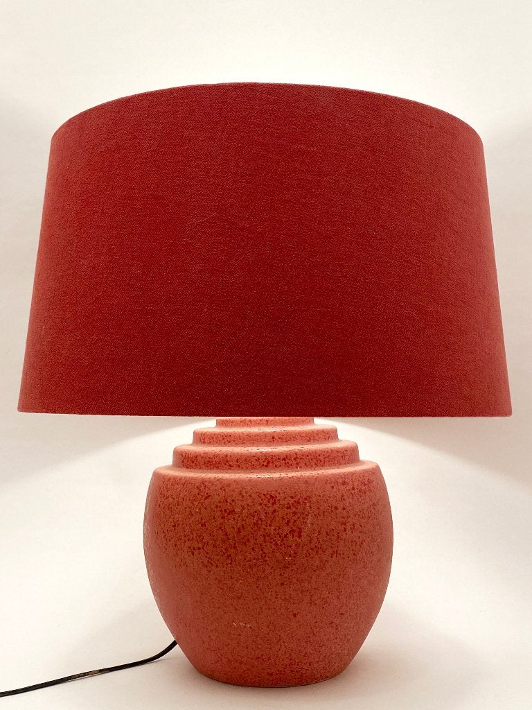 Vintage Porcelaines de Bruxelles postmoderne lamp/rood/+kap, Steen/keramiek, Gebruikt, Overige merken, E27 (groot)