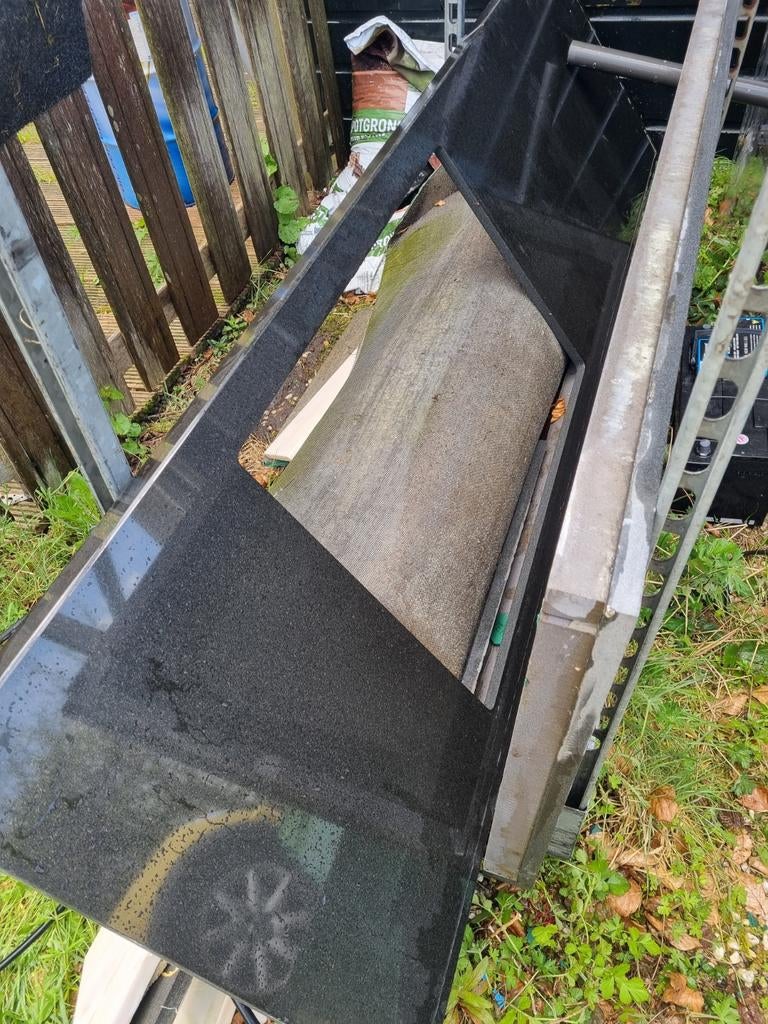 Zwart marmeren keukenbladen met marmeren plinten., Ophalen, Zwart, Zo goed als nieuw, Minder dan 100 cm