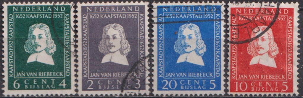 Riebeeck serie 578 - 581 O. ADV. no.12 L., Verzenden, Na 1940, Gestempeld