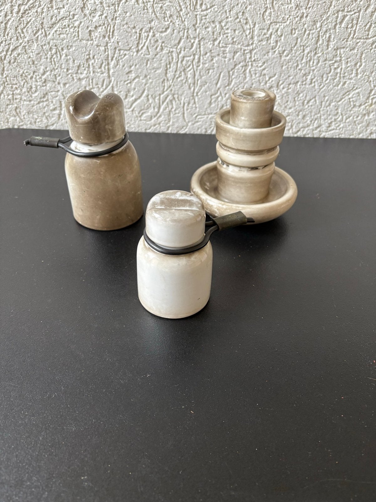 Set van 3 Antieke Keramische Telegraaf Isolatoren, Ophalen of Verzenden