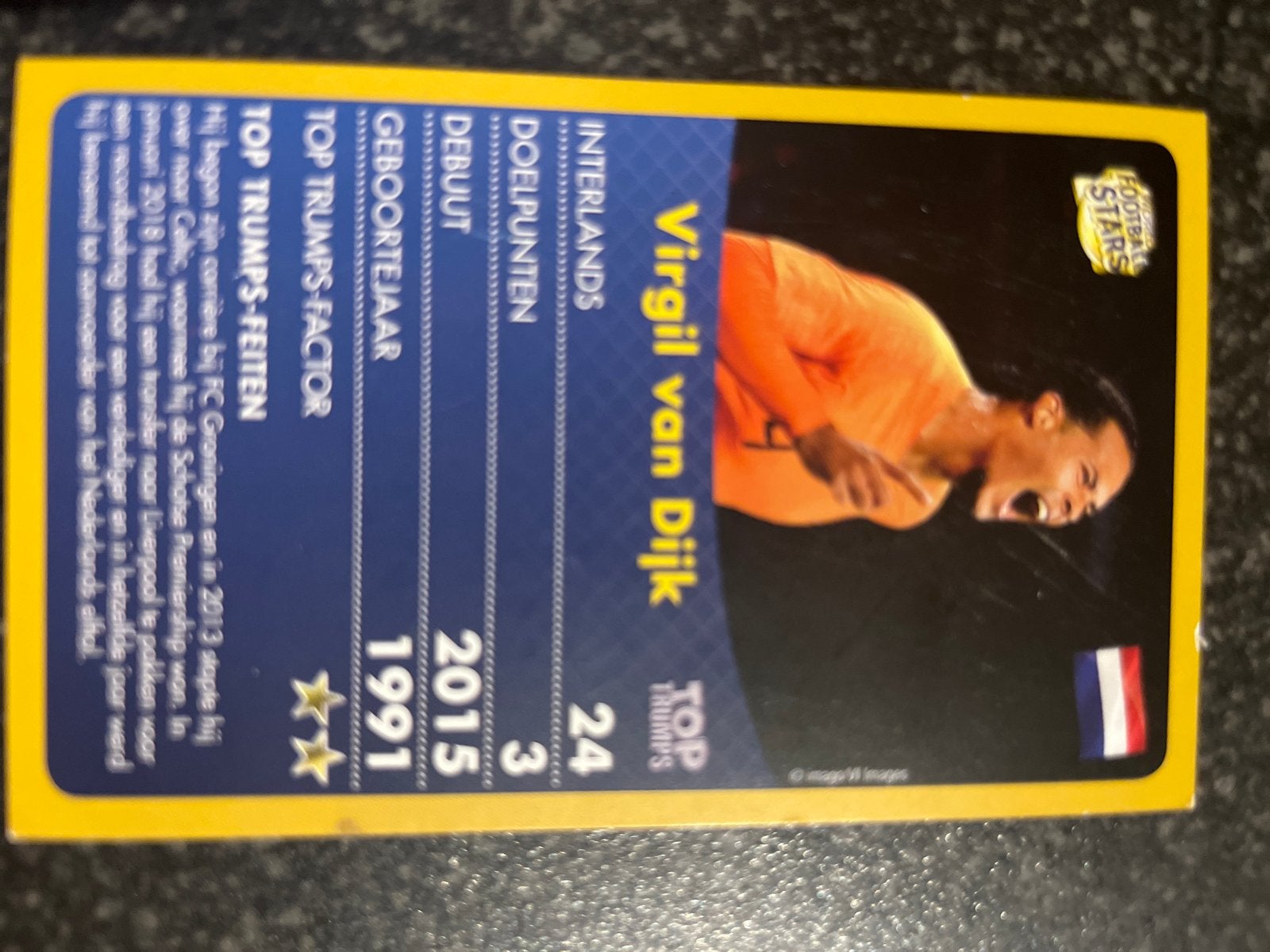 Virgil van Dijk Top Trumps Voetbalkaart - World Football Sta, Verzamelen, Ophalen of Verzenden, Zo goed als nieuw, Speelkaart(en)