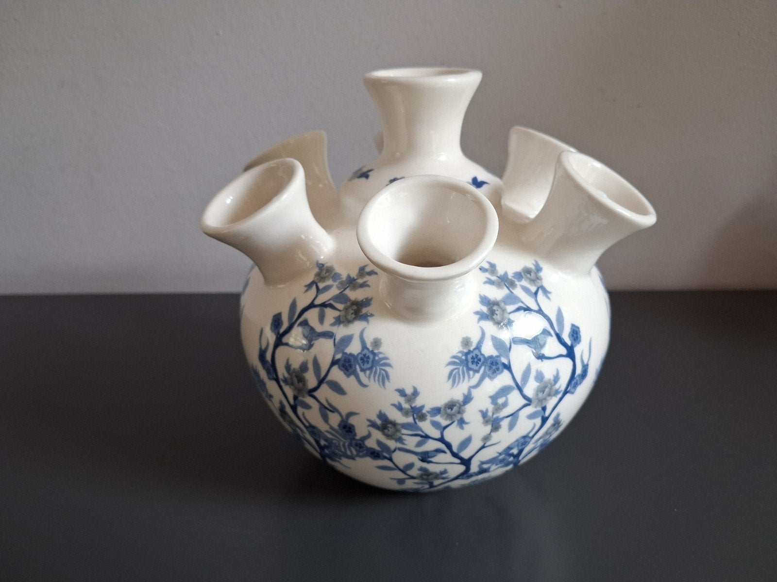 Delfts Blauw Tulpenvaas met Bloesemdecoratie, Ophalen of Verzenden