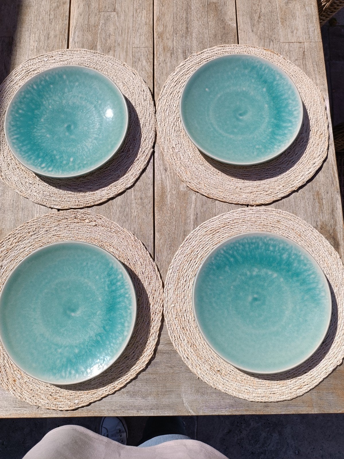 4x Jars Céramistes Tourron Jade dinerborden 26 cm, Gebruikt, Keramiek, Ophalen of Verzenden, Bord(en)