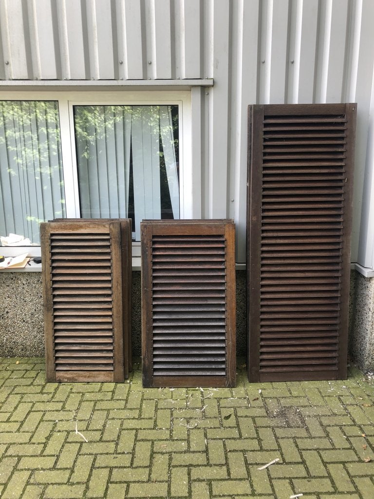 Prachtset van 15 meranti raamluiken of louvreluiken, Jurgen.hoogenboezem@gmail.com, Overige typen, Nieuwstraat 1c, 6271 AX Gulpen