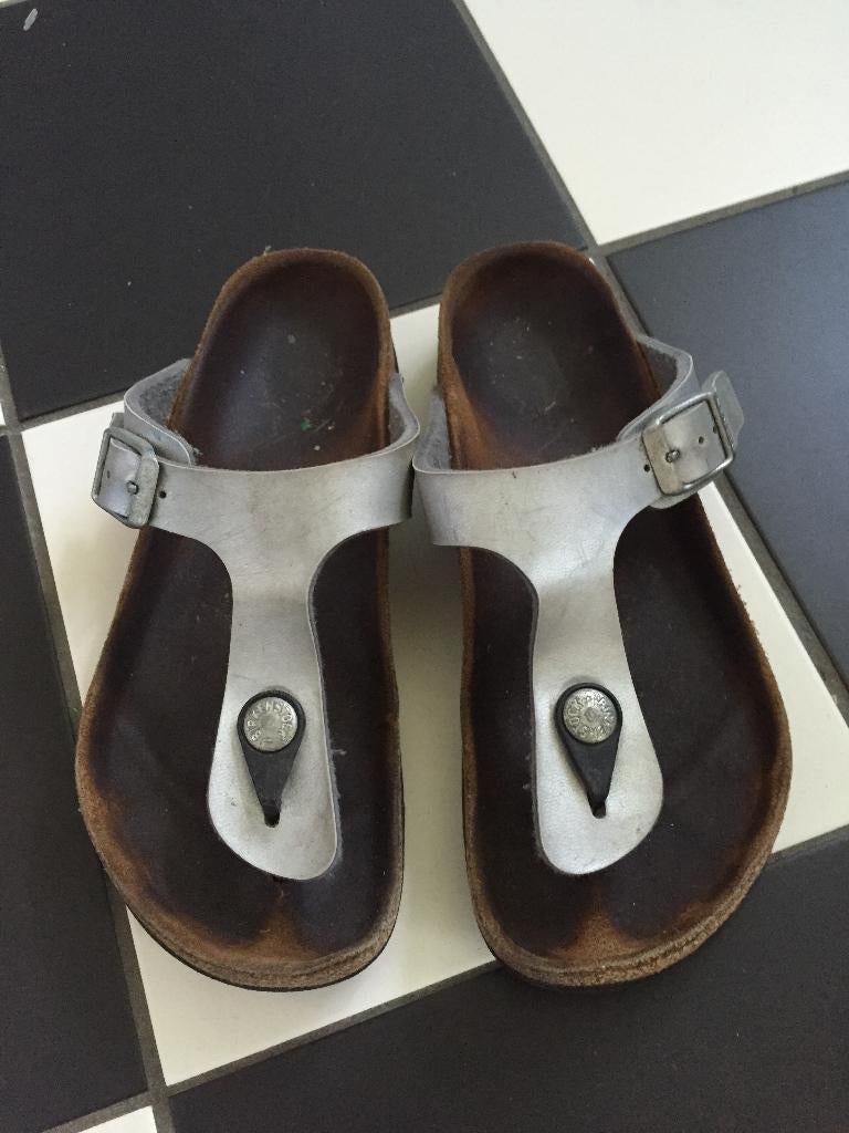 Birkenstock Slipper Gizeh Zilver teenslipper maat 31, Gebruikt, Meisje, Overige typen, Ophalen of Verzenden