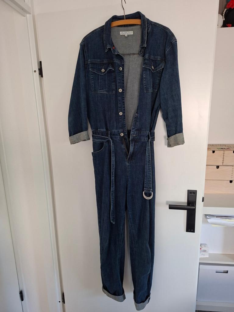 Red Button Denim Jumpsuit Maat 38, Kleding | Dames, Jumpsuits, Maat 38/40 (M), Blauw, Ophalen of Verzenden, Zo goed als nieuw