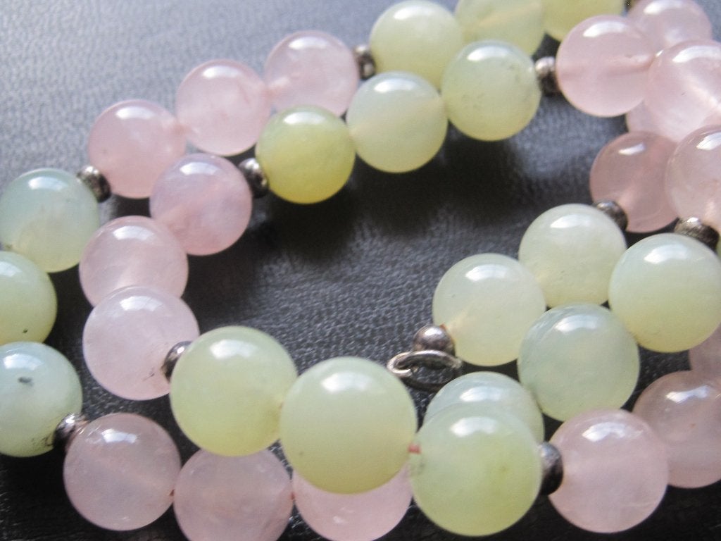 Jade rozenkwarts vintage ketting 41 cm 250 karaat, Sieraden, Tassen en Uiterlijk, Kettingen, Ophalen, Met edelsteen, Zo goed als nieuw