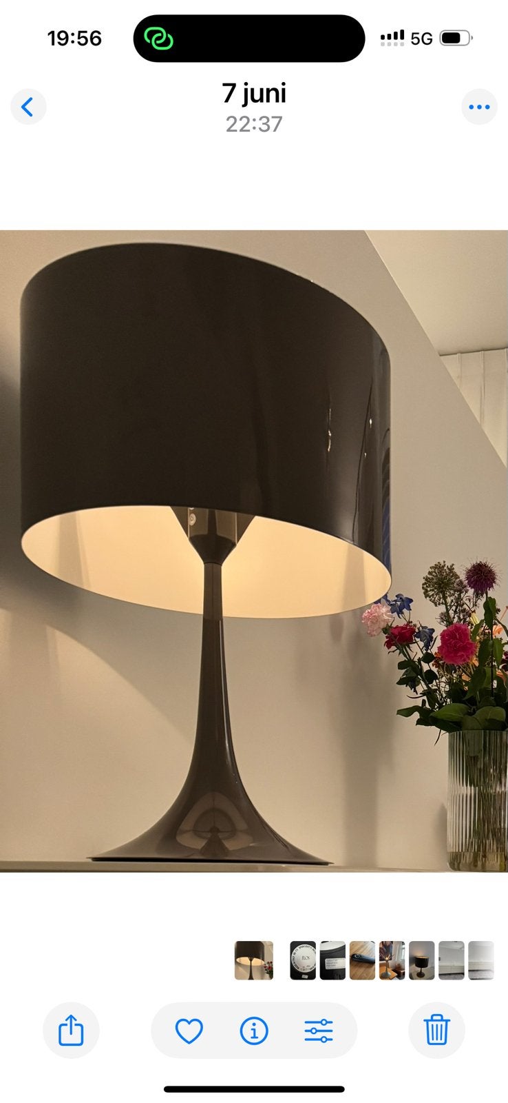 Flos Spun Light T1 in de unieke kleur: Mud, Ophalen, Zo goed als nieuw, Zwart, Rond