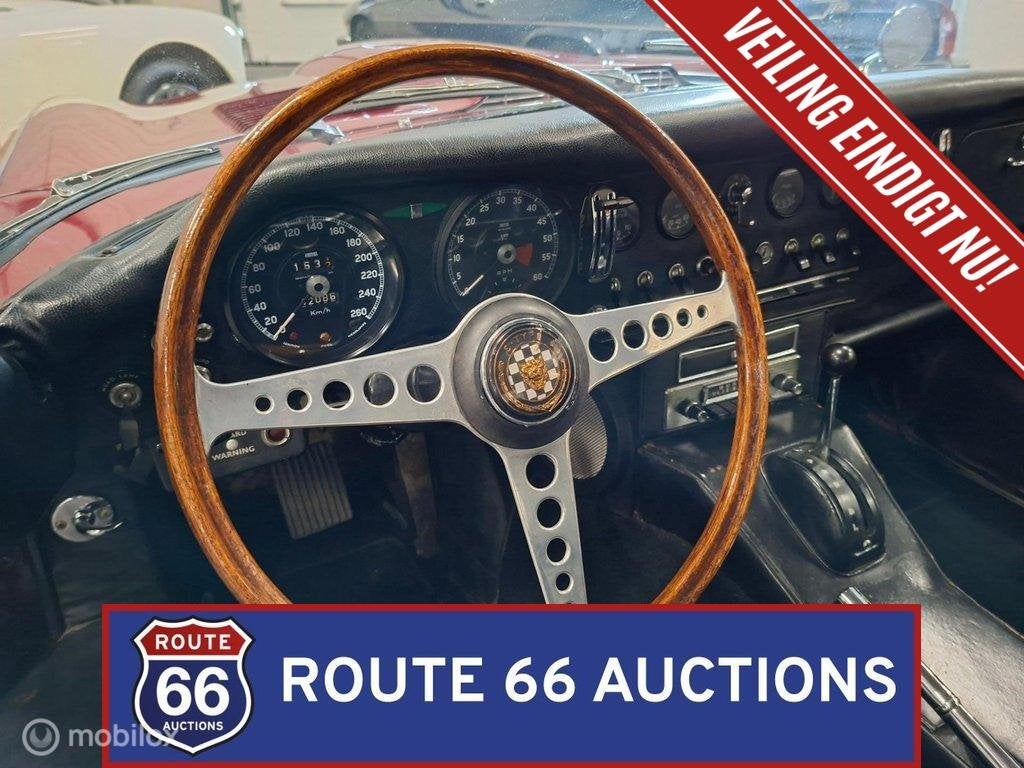 Jaguar E-Type Series 1 | 1967 | Route 66 Auctions, Auto's, Overige carrosserieën, Zwart, Bedrijf, Handgeschakeld