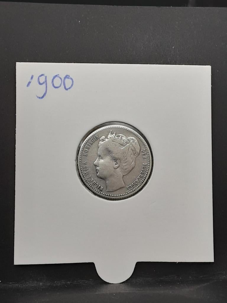 25 cent 1900 Curaçao koningin Wilhelmina, Postzegels en Munten, Zilver, 25 cent, Ophalen of Verzenden, Koningin Wilhelmina