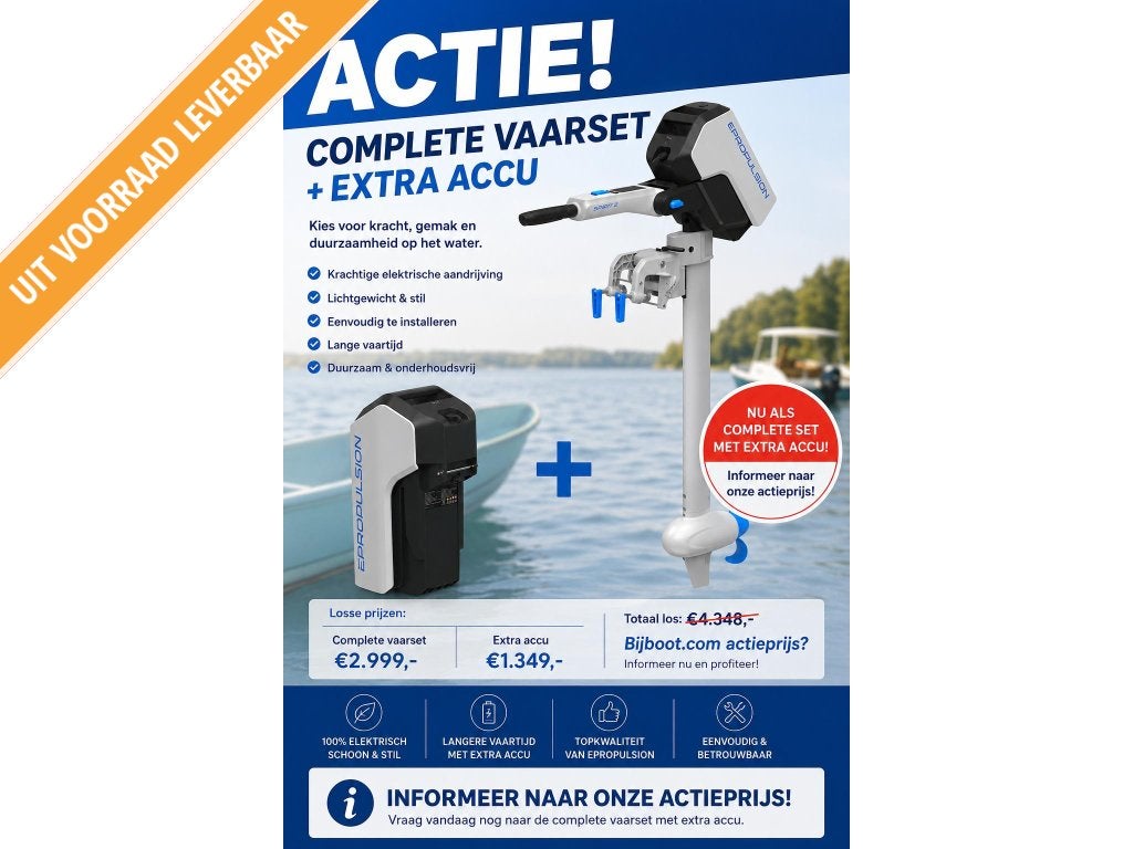 ePropulsion Spirit 2 met extra accu ACTIEPRIJZEN!, Watersport en Boten, Buiten- en Binnenboordmotoren, Niet ingevuld, Elektrisch