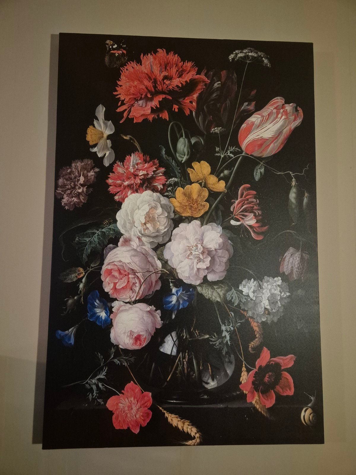 Canvas schilderij bloemen 114x75 cm, Ophalen, Zo goed als nieuw, Schilderij, 75 tot 100 cm