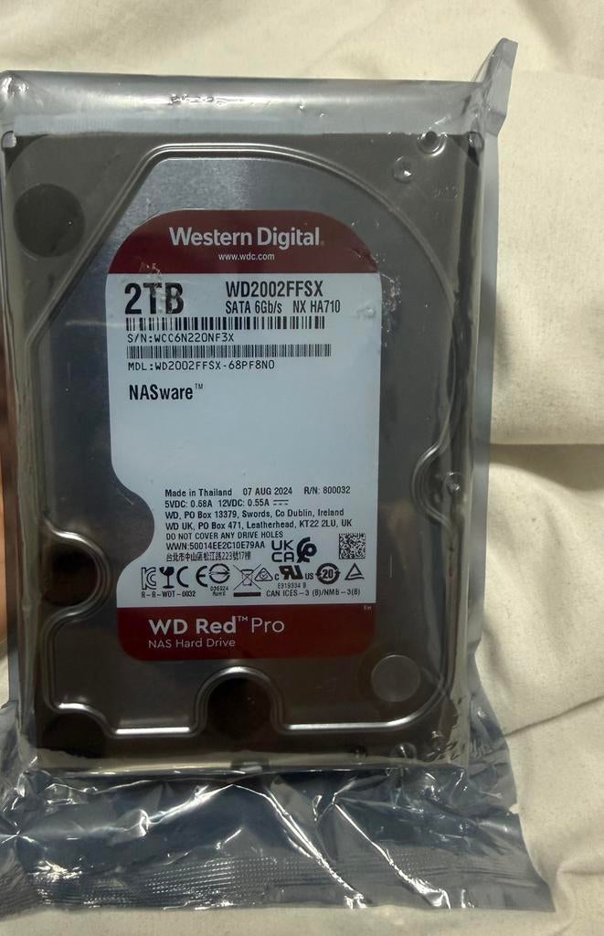 WD Red Pro 2TB NAS HDD NIEUW verzegeld WD2002FFSX, Computers en Software, Harde schijven, Ophalen of Verzenden, Nieuw, Desktop