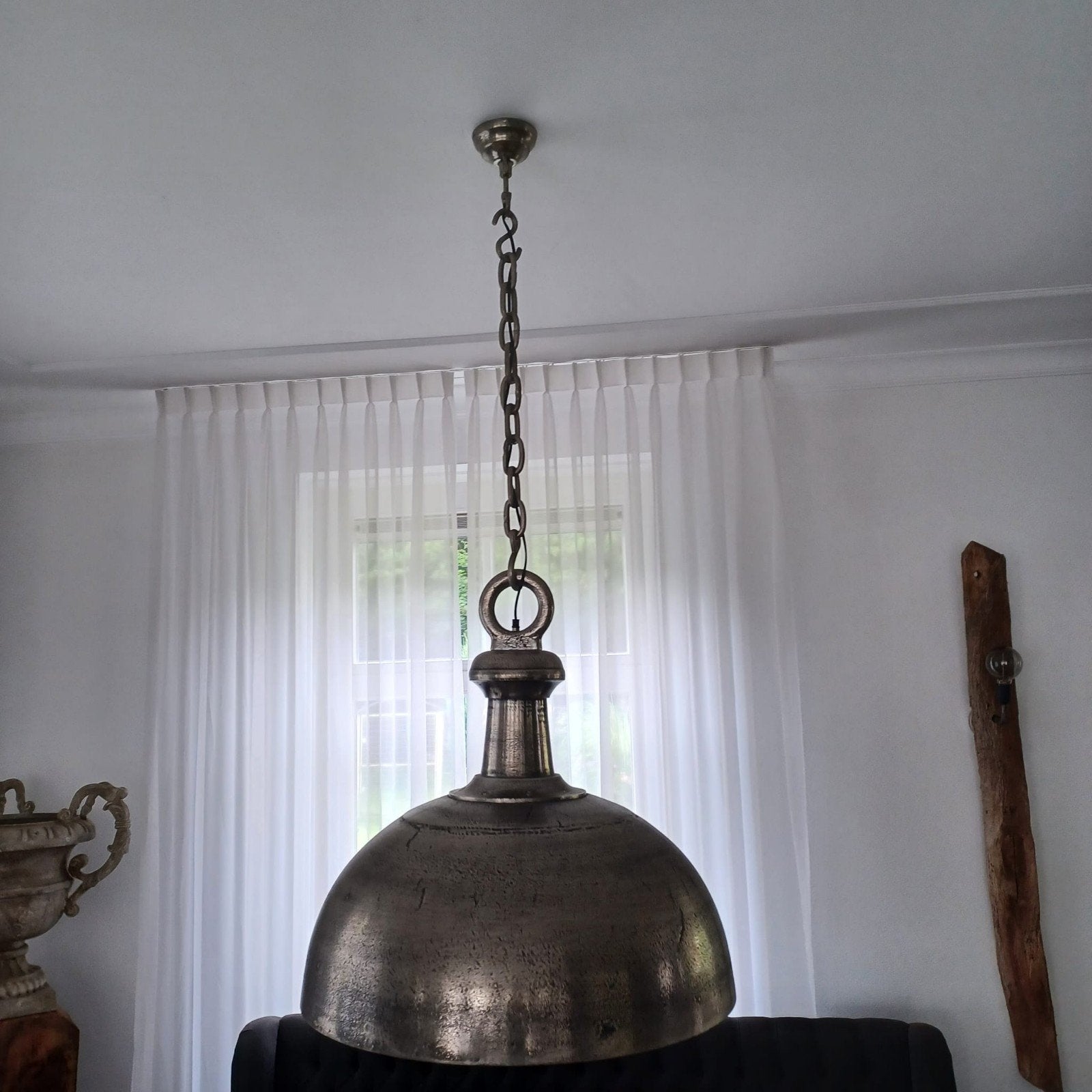 Prachtige grote metalen hanglamp, Huis en Inrichting, Lampen | Hanglampen, Ophalen, Gebruikt, Metaal