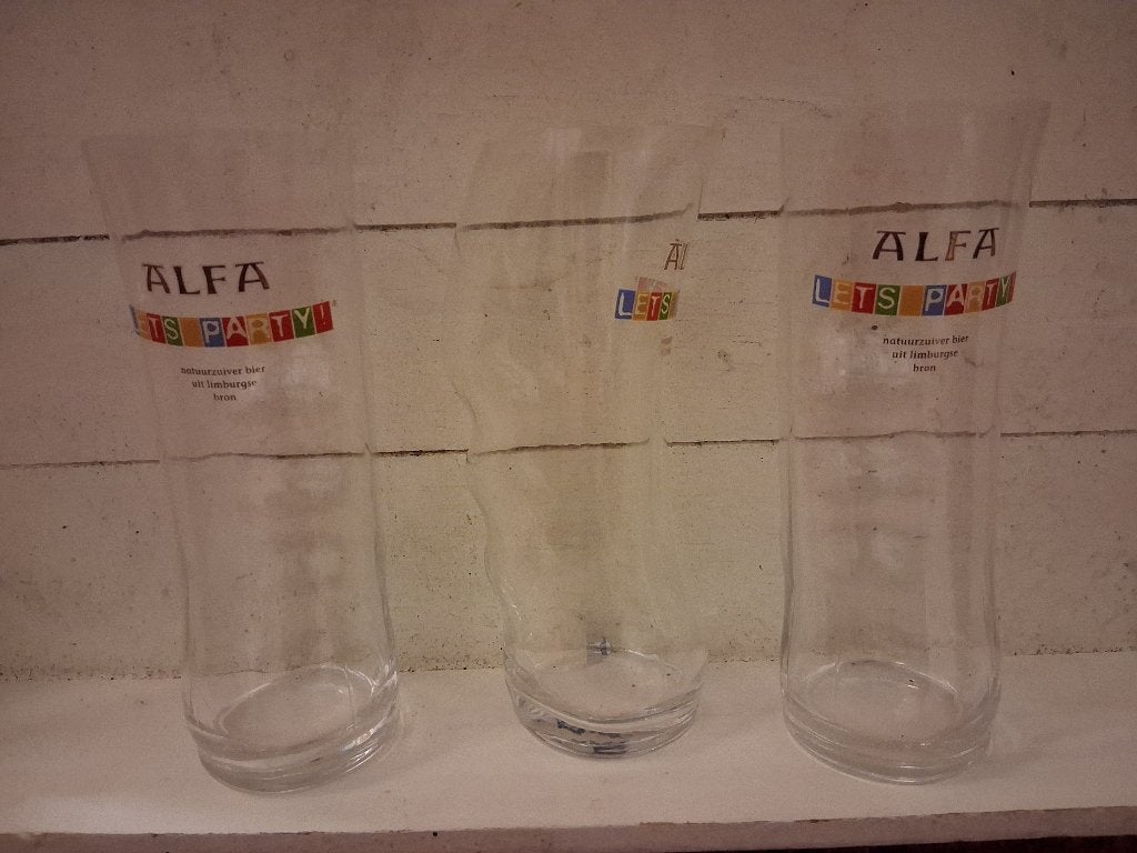 Heel veel diverse Alfa bierglazen verzenden mogelijk, Ophalen of Verzenden, Gebruikt, Glas of Glazen, Overige merken