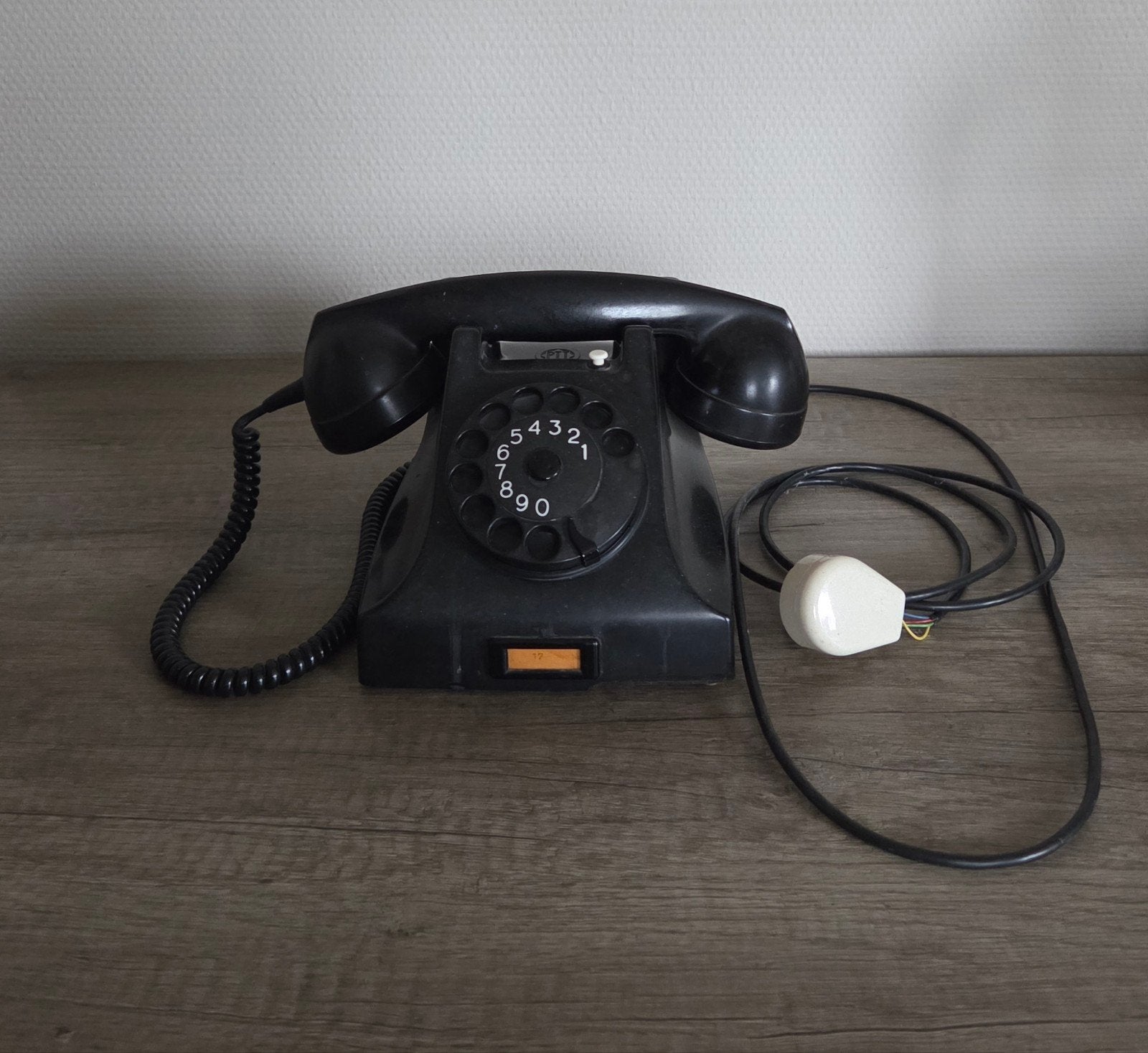 Vintage Bakelieten Telefoon met Draaischijf - Zwart, Ophalen, Gebruikt, Met draaischijf
