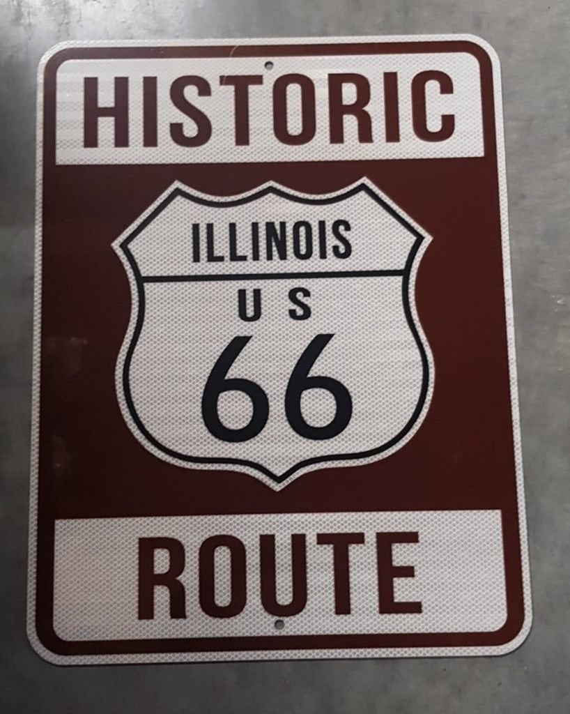 Historic route 66 Illinois texac california straatnaam bord, Reclamebord, Gebruikt, Street sign, Ophalen of Verzenden