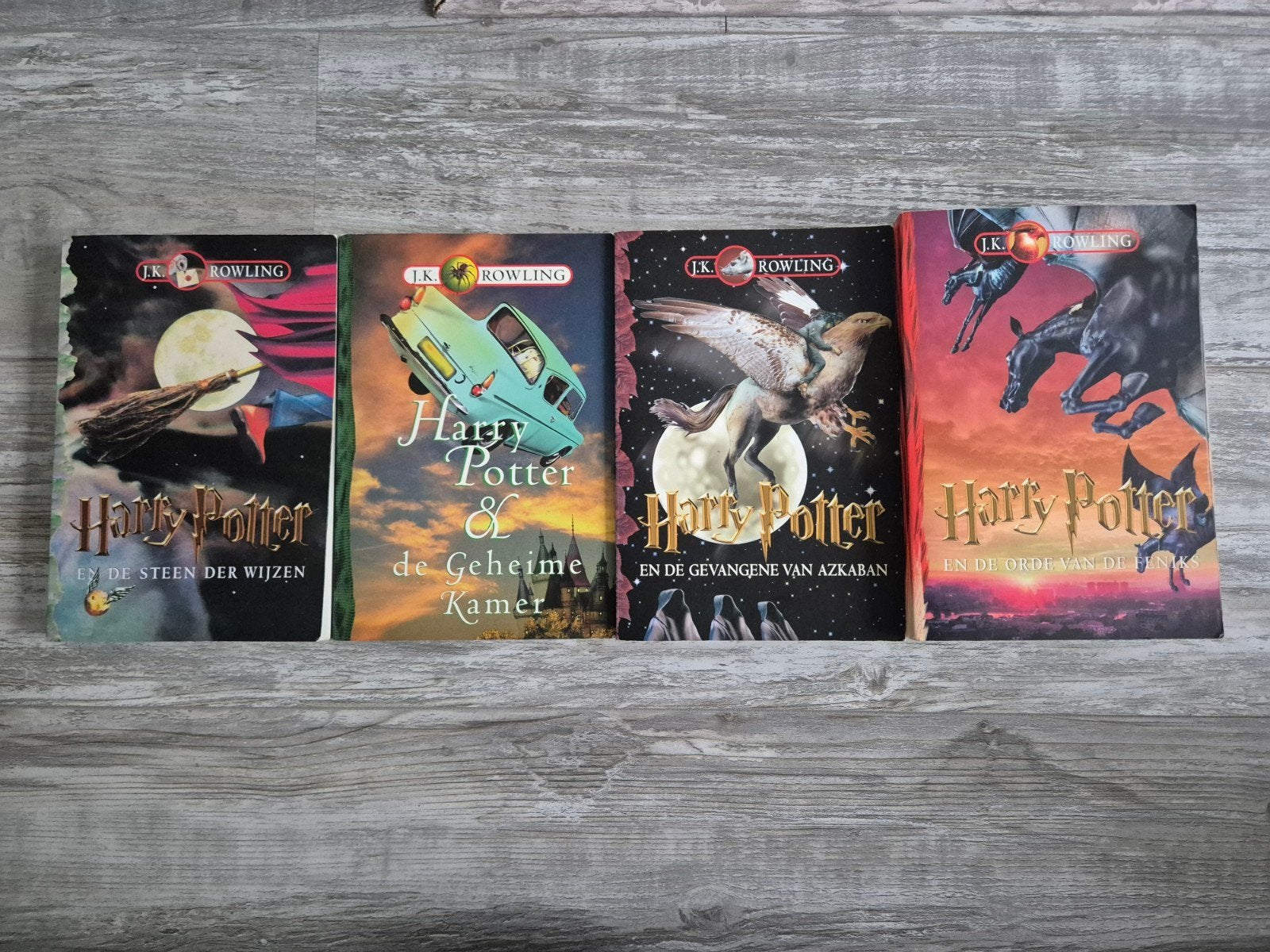 Harry Potter deel 1, 2, 3 en 5, Boeken, Ophalen of Verzenden, Gelezen, J.K. Rowling