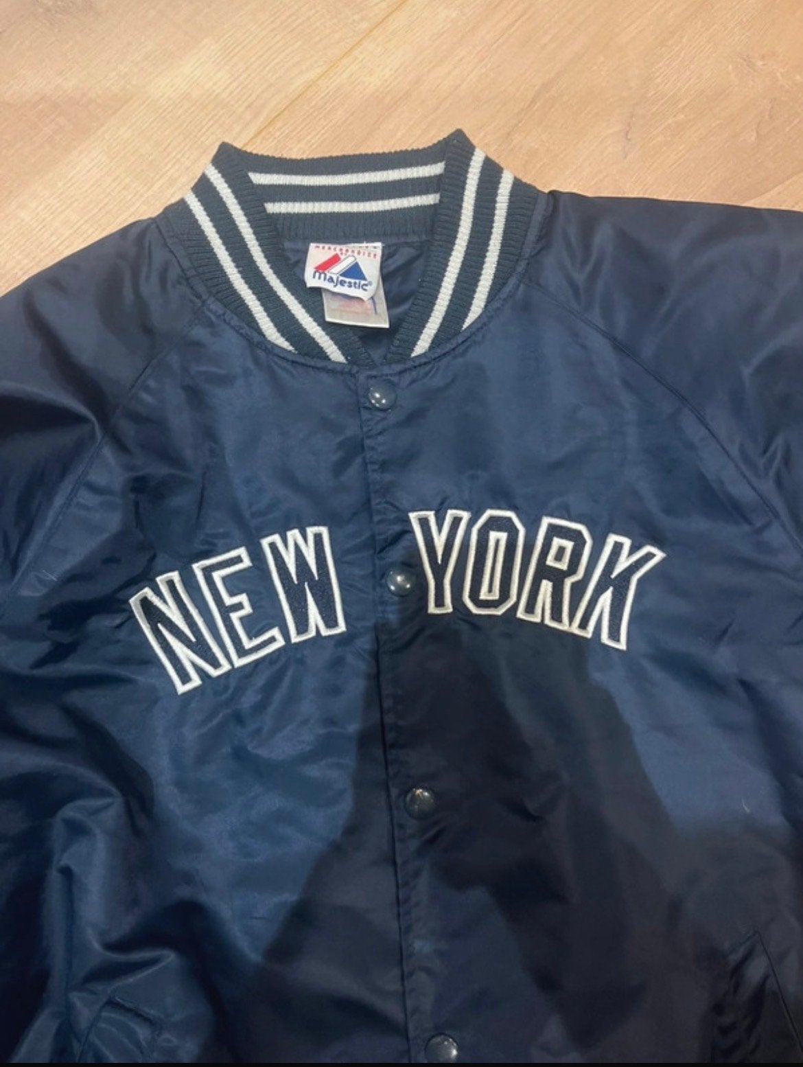 vintage bomber jas majestic, Ophalen of Verzenden, Gedragen, Maat 34 (XS) of kleiner, Blauw
