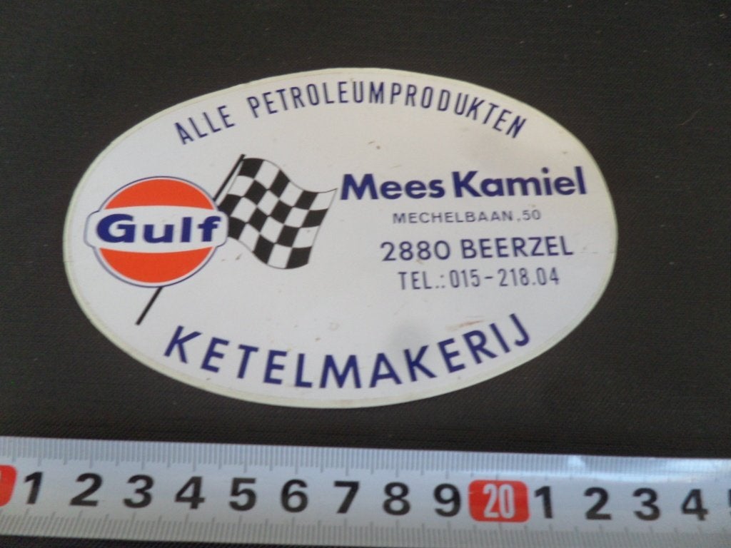 sticker belgië beerzel MEES KAMIEL GULF petroleum ketelmaker, Ophalen of Verzenden, Zo goed als nieuw