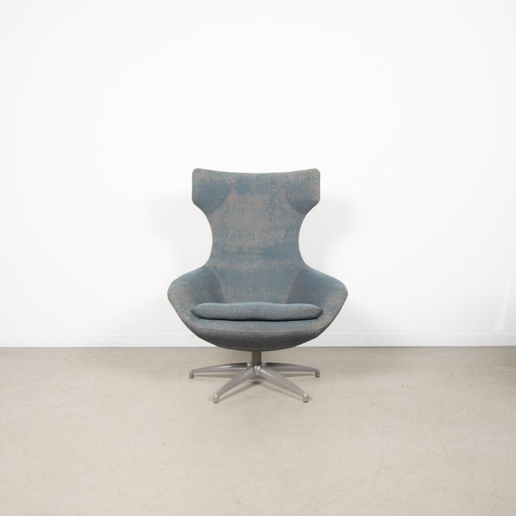 Leolux Caruzzo Plus Fauteuil Blauw Gemêleerd Stof, Niet ingevuld, Zo goed als nieuw, Niet ingevuld, Niet ingevuld