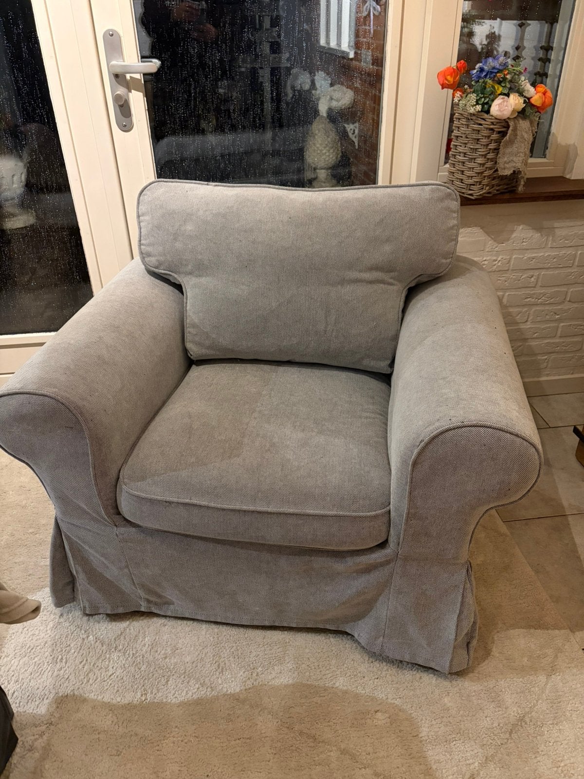 Ikea EKTORP fauteuil met 3 hoezen!, Ophalen, Zo goed als nieuw, 75 tot 100 cm, 100 tot 125 cm