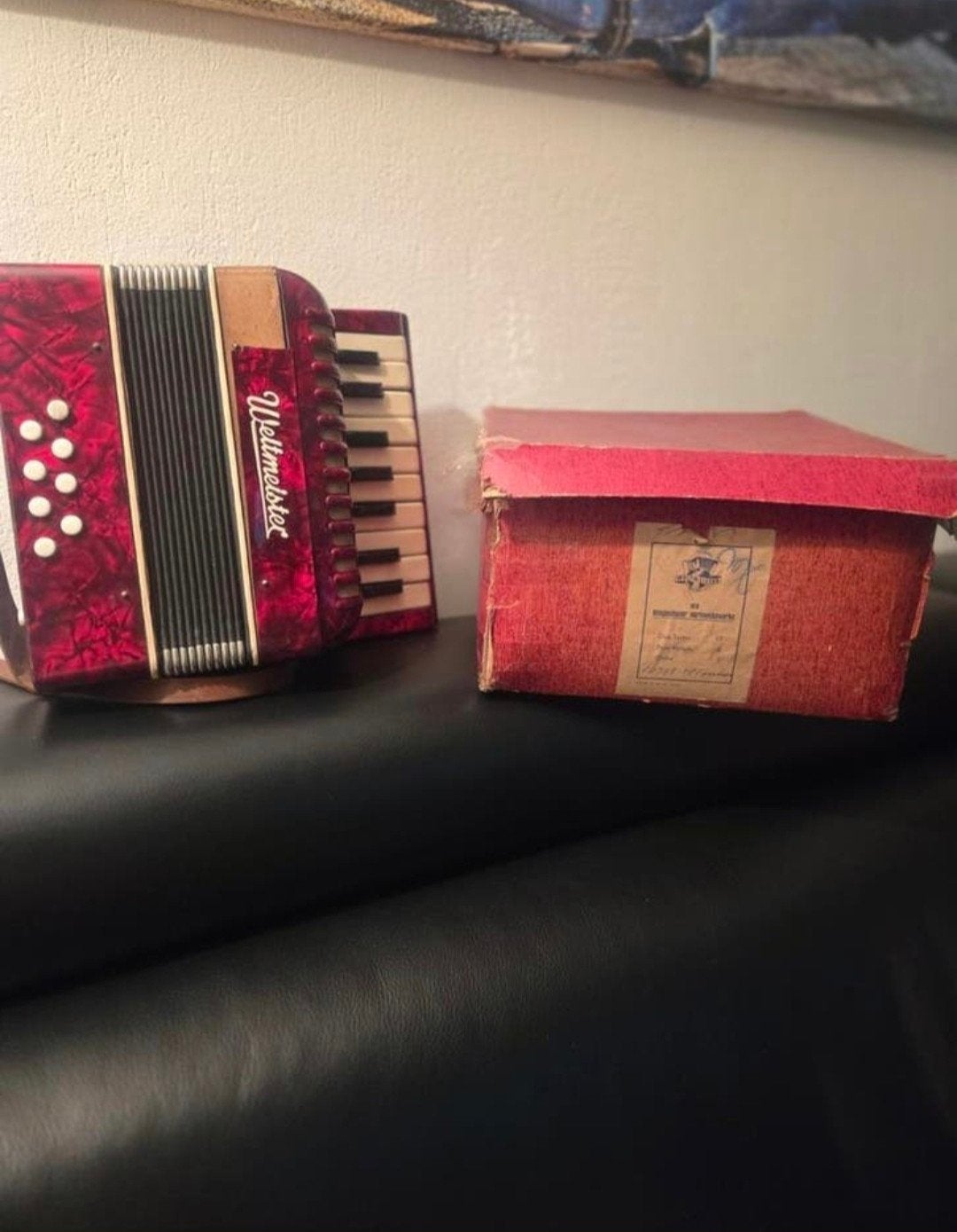 Vintage Weltmeister Accordeon - Rood, Muziek en Instrumenten, Gebruikt, Met riemen, Overige formaten, Weltmeister