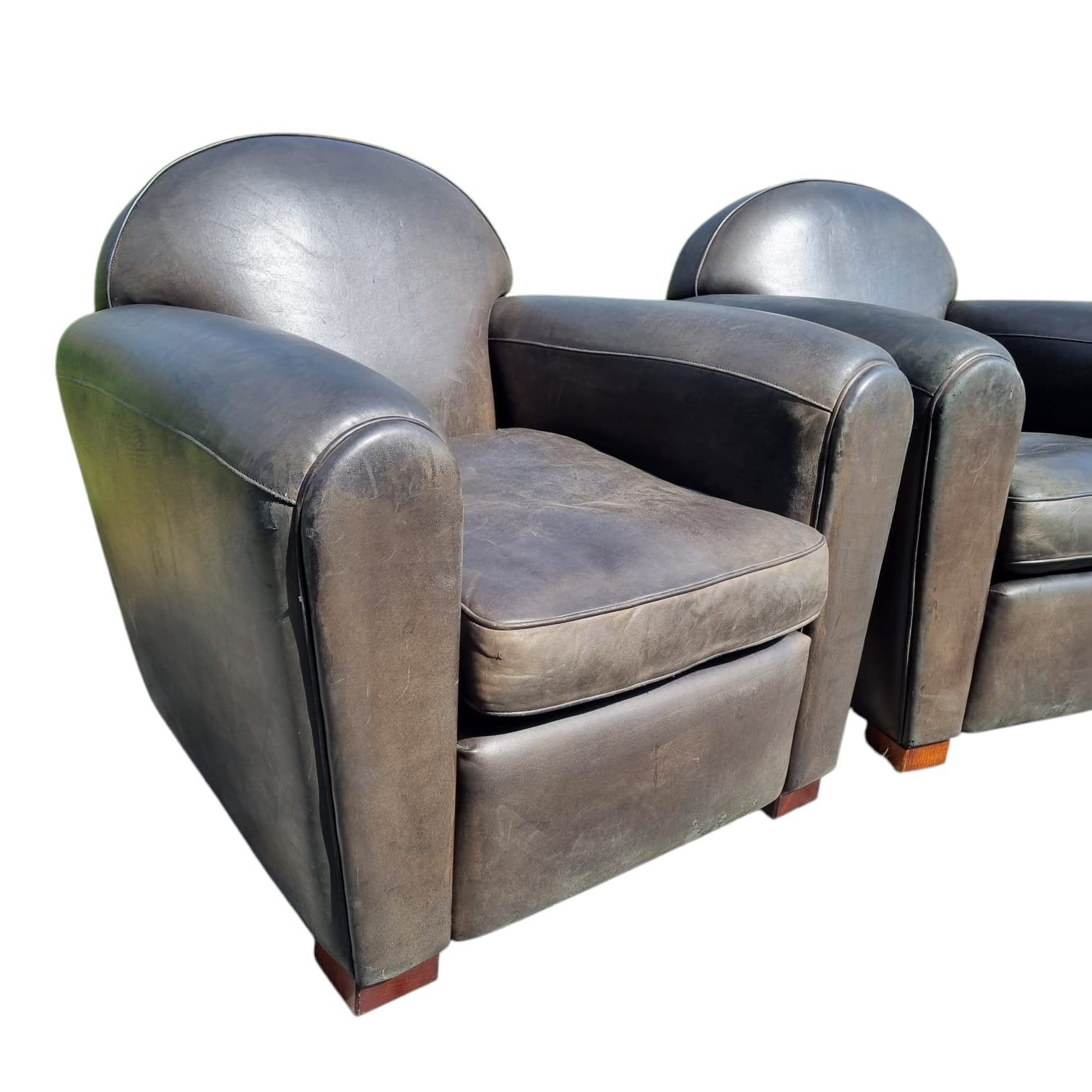 Set van 2 groene Vintage schapenleren fauteuils + BEZORGING