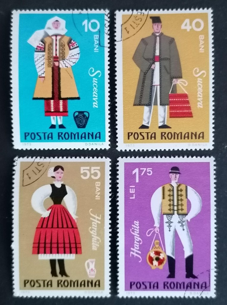 ROEMENIË - klederdrachten 1973, Postzegels en Munten, Verzenden, Overige landen, Gestempeld