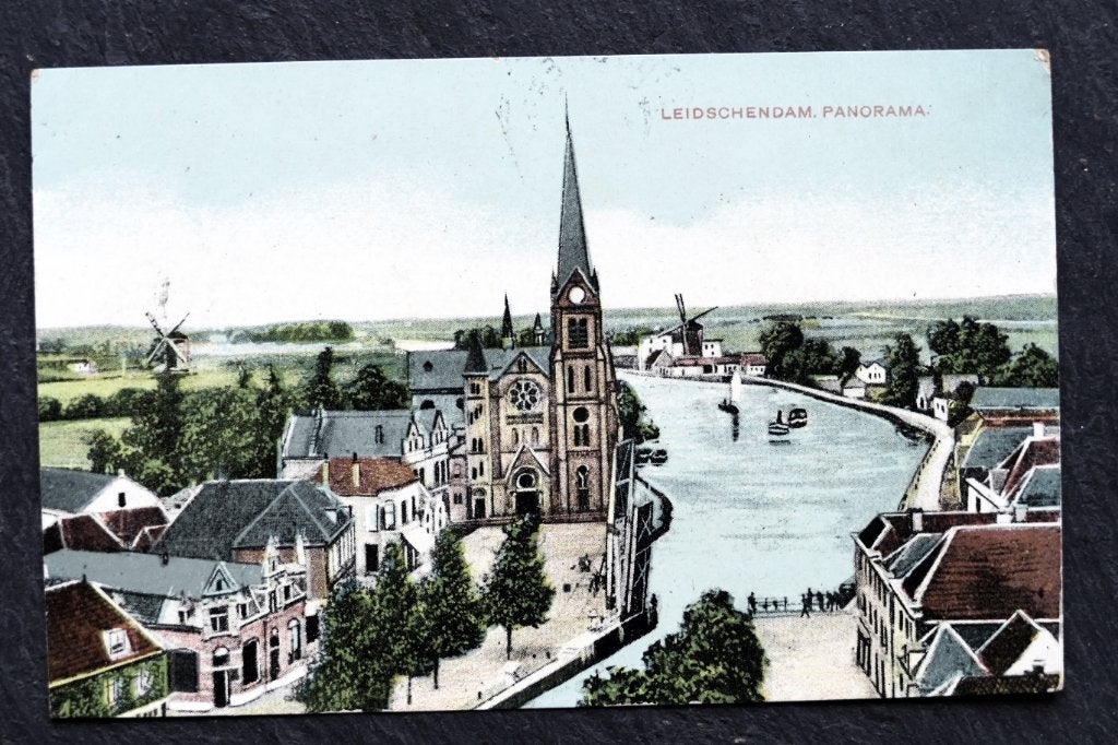 Leidschendam, Panorama, 1909, Verzamelen, Ansichtkaarten | Nederland, Verzenden, Voor 1920, Gelopen, Zuid-Holland