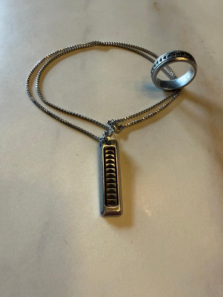 Tiffany & Co. Heren Set: Ring en Ketting, Gebruikt, Ophalen of Verzenden, Zilver, Overige materialen