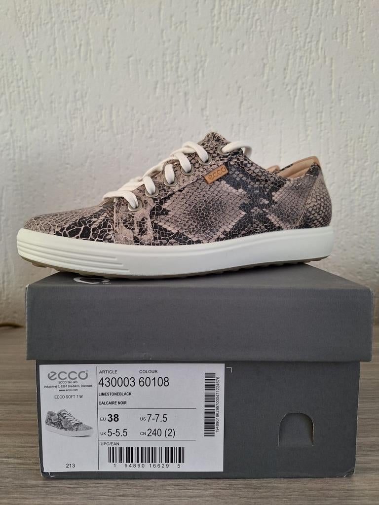 Ecco Soft 7W sneakers maat 38, Kleding | Dames, Schoenen, Ecco, Beige, Nieuw, Ophalen of Verzenden