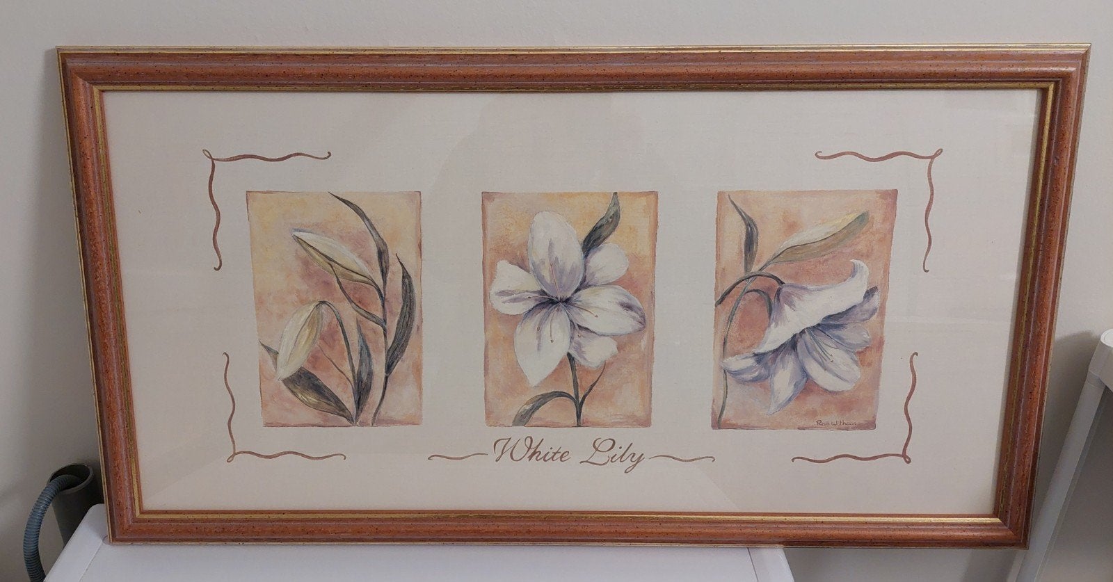 Ingelijste aquarel: 'White Lily' - Bloemen, Ophalen of Verzenden