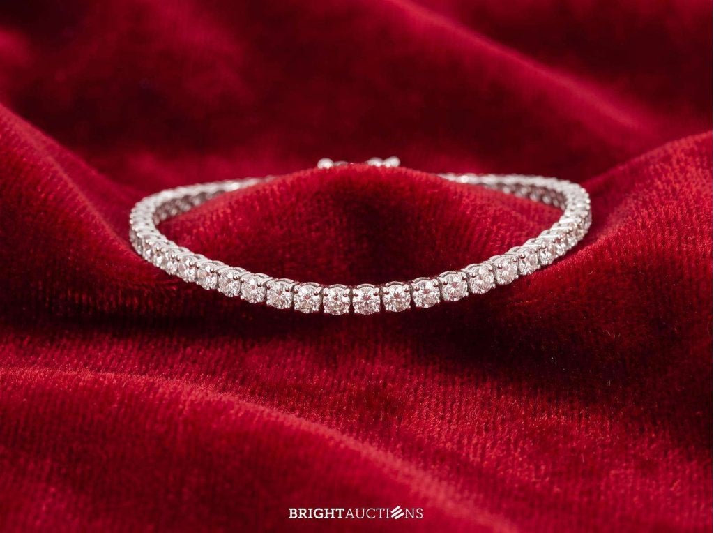 Gouden tennisarmband met briljant geslepen diamanten van 2.2, Diamant, Niet ingevuld, Nieuw, Zilver