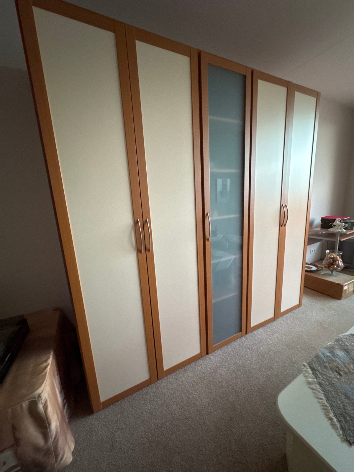 Ruime houten hang- en legkast (220x220x60 cm), Huis en Inrichting, Kasten | Kledingkasten, Ophalen, Zo goed als nieuw, 200 cm of meer