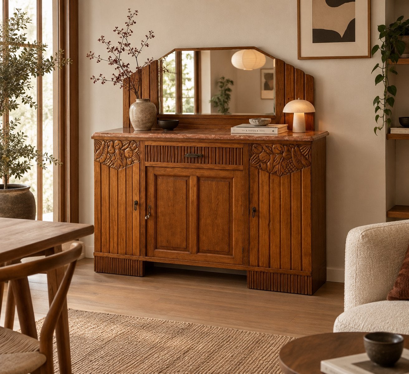 Art deco dressoir kast elementen van de amsterdamse school, Gebruikt, 100 tot 150 cm, Met lade(s), Ophalen of Verzenden