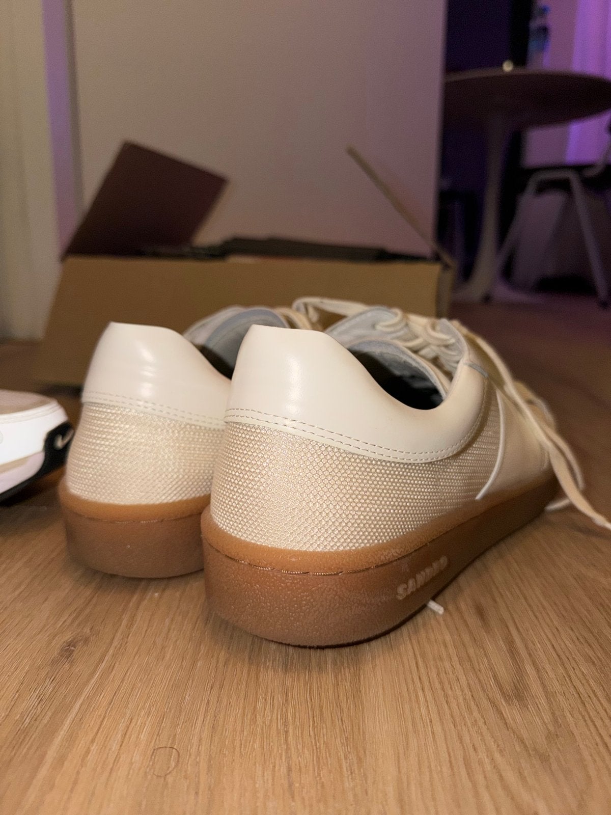 Sandro heren sneakers - Crème/Bruin - Maat 42, Kleding | Heren, Overige kleuren, Ophalen of Verzenden, Sneakers of Gympen, Zo goed als nieuw