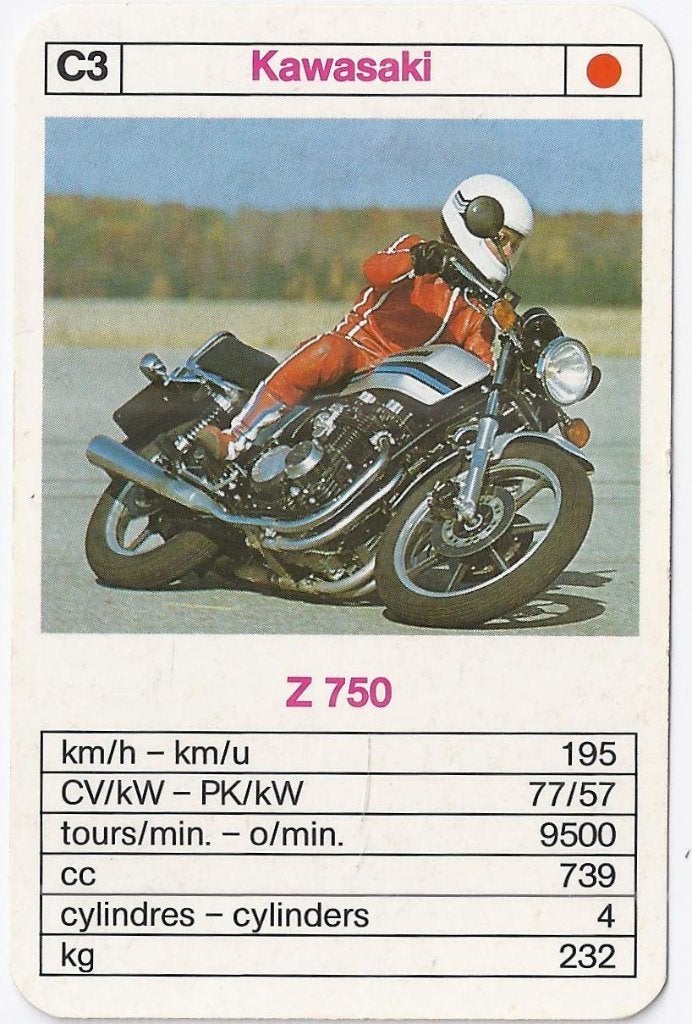 Kw5 Motorkaartje Kawasaki Z 750, Ophalen of Verzenden, Zo goed als nieuw, Motoren