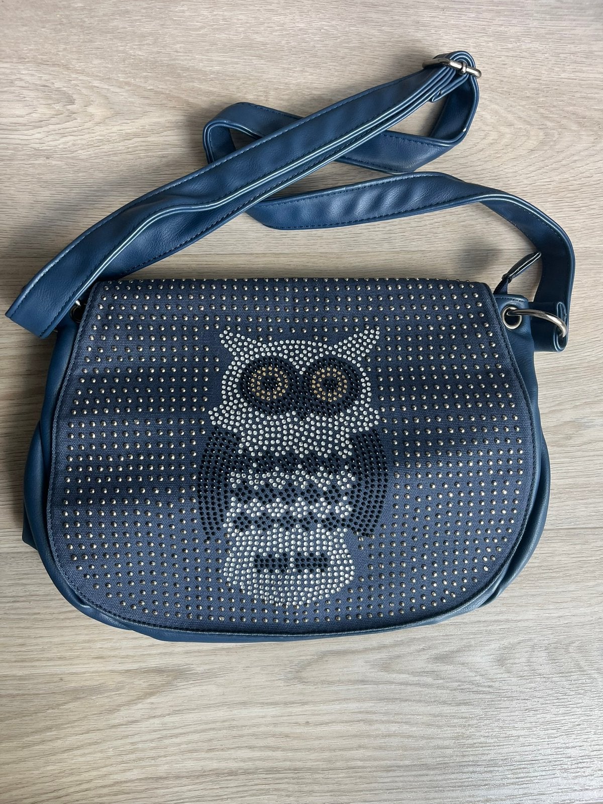 Herisson Firenze donkerblauwe crossbody tas met uil – ZGAN, Ophalen of Verzenden, Zo goed als nieuw, Blauw