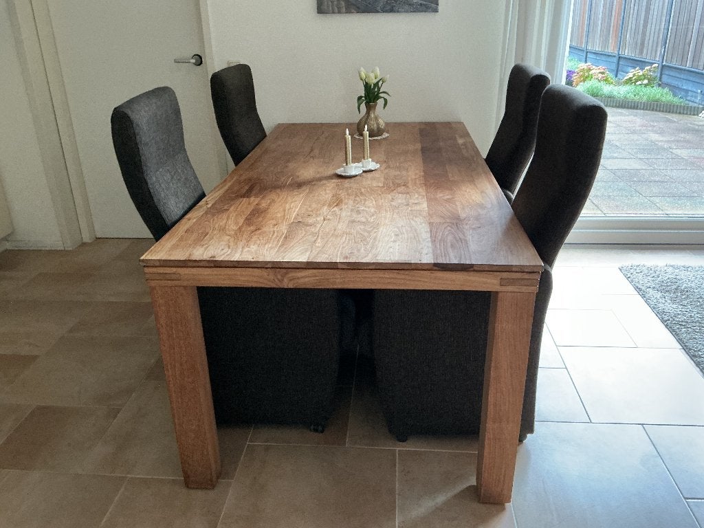 Eettafel en stoelen, Ophalen, Gebruikt, Teakhout, 50 tot 100 cm