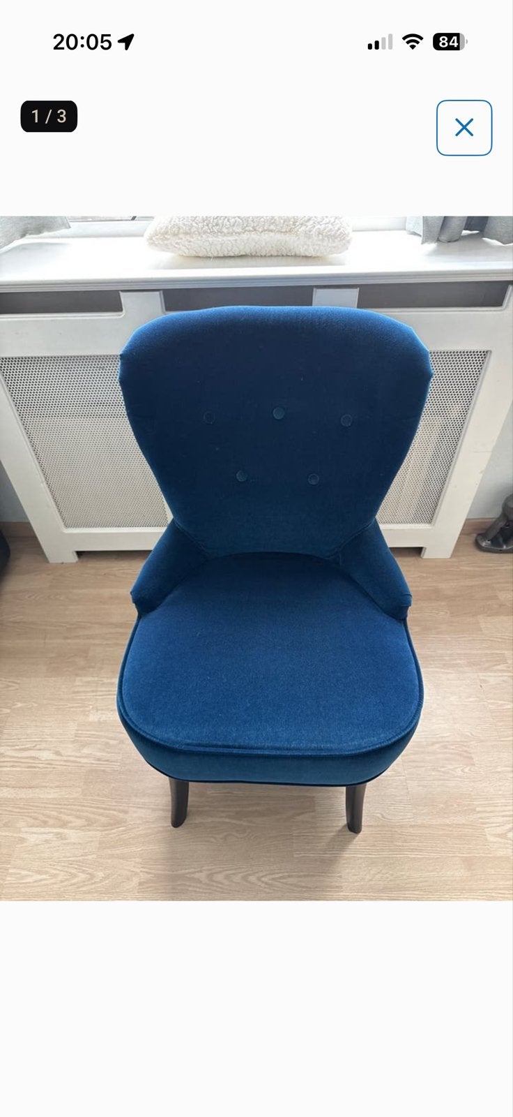 blauwe fauteuil, Ophalen, Minder dan 50 cm, Minder dan 75 cm, Zo goed als nieuw