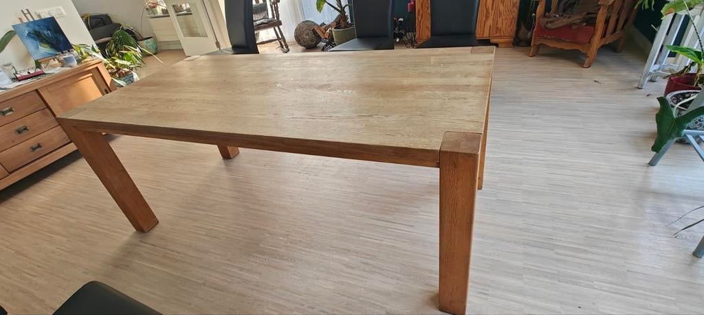 Zware kwaliteit eikenhouten eettafel 190x90x76 cm, Ophalen, Gebruikt, Eikenhout, 50 tot 100 cm
