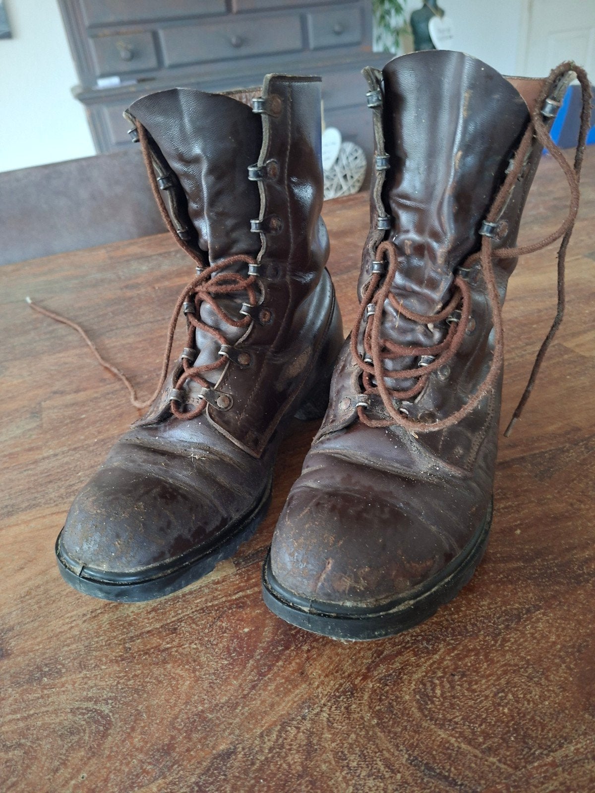 bruine leren militaire leger kisten maat 41, Ophalen of Verzenden, Landmacht, Nederland, Kleding of Schoenen