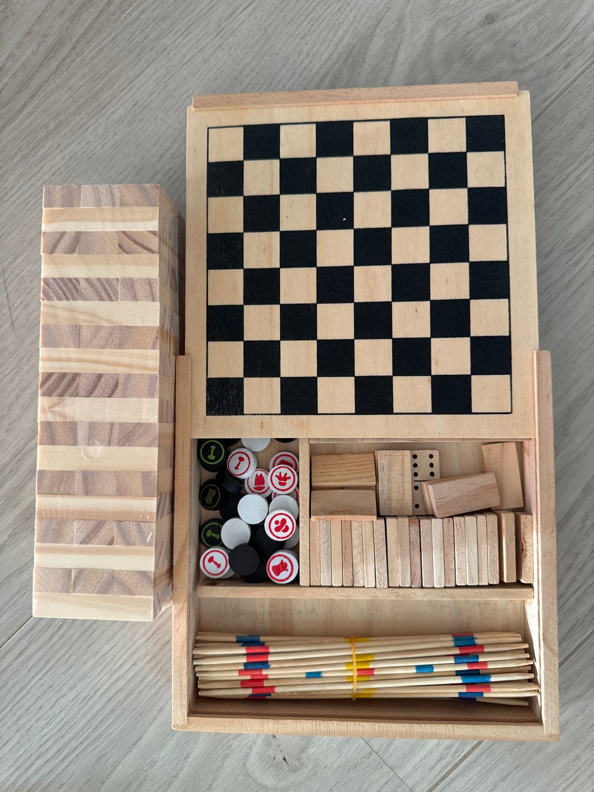 Houten Mini Spellen Set - Nieuw, Een of twee spelers, Ophalen of Verzenden, Nieuw, Reisspel
