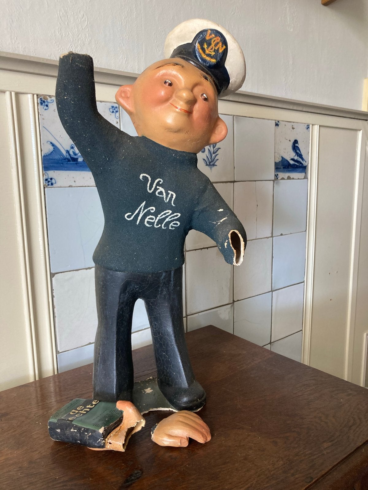 Vintage Van Nelle reclame figuur, jaren '60, papier-maché, Verzamelen, Ophalen, Gebruikt, Reclamebord