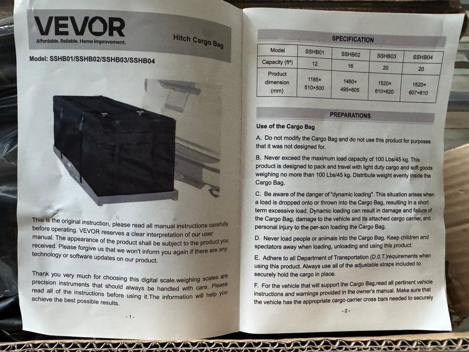 Vevor Trekhaak Bagagedrager - Cargo Bag, Ophalen of Verzenden, Nieuw