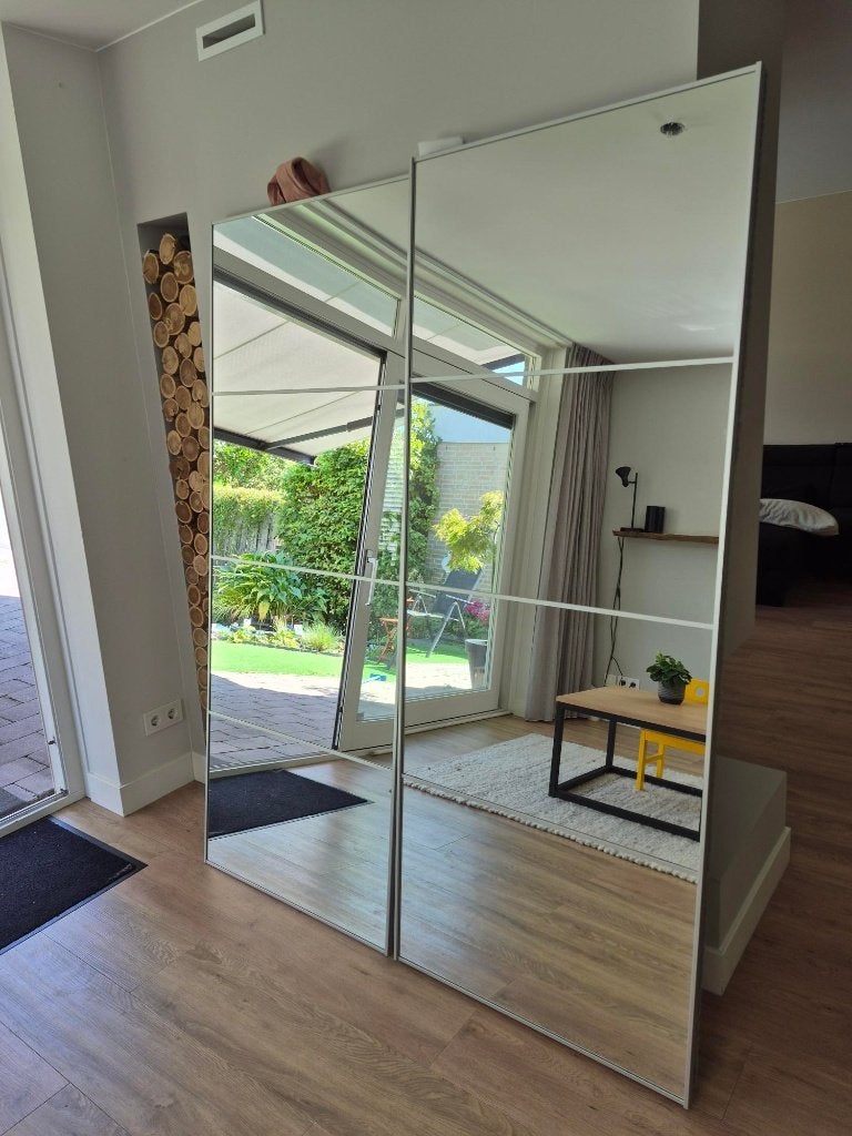 IKEA AULI PAX schuifdeuren spiegel 201x150 cm, Huis en Inrichting, Ophalen, 200 cm of meer, 150 tot 200 cm, IKEA PAX AULI