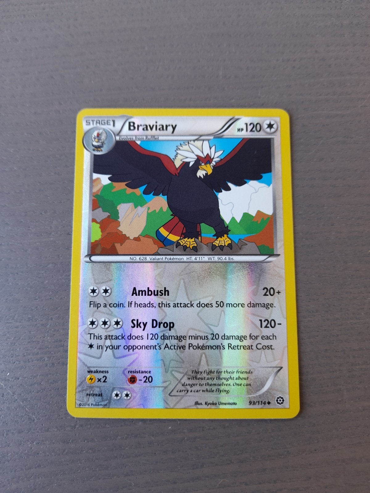Steam siege 93/114 braviary reverse, Ophalen of Verzenden, Gebruikt, Losse kaart, Foil