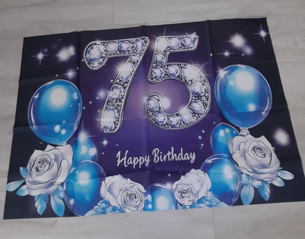 75 jaar  Happy Birthday 2 Spandoeken 5 Euro Per Stuk, Ophalen of Verzenden, Nieuw, Versiering, Verjaardag