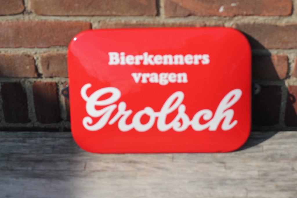 emaille bord grolsch langcat bussum, Ophalen of Verzenden, Zo goed als nieuw, Reclamebord, Plaat of Schild, Grolsch
